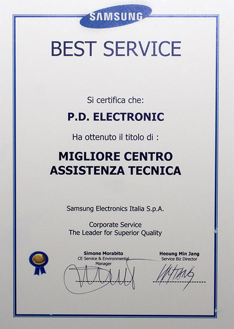 Riconoscimento per il miglior service Samsung 2013